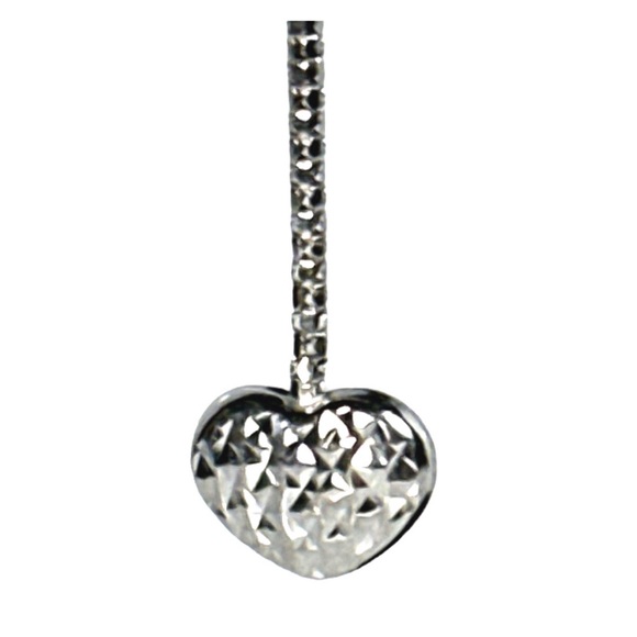 18KT SOLID WHITE GOLD RHODIUM HEART DANGLE EARRING ENHANCERS W/ FREE 14KT STUDS - Picture 4 of 13